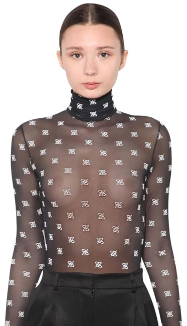 Fendi Ff Bodysuit Black Top