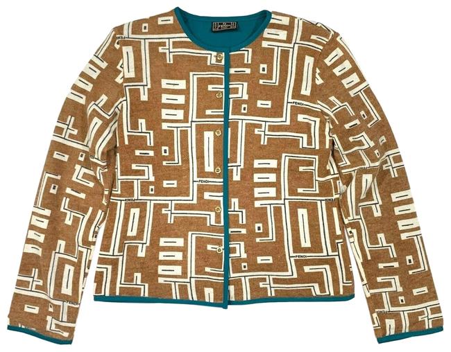 Fendi Ff Cardigan Turquoise Brown Sweater
