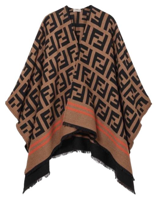 Fendi Ff Logo Jacquard Wool Wrap PonchoCape PonchoCape 
