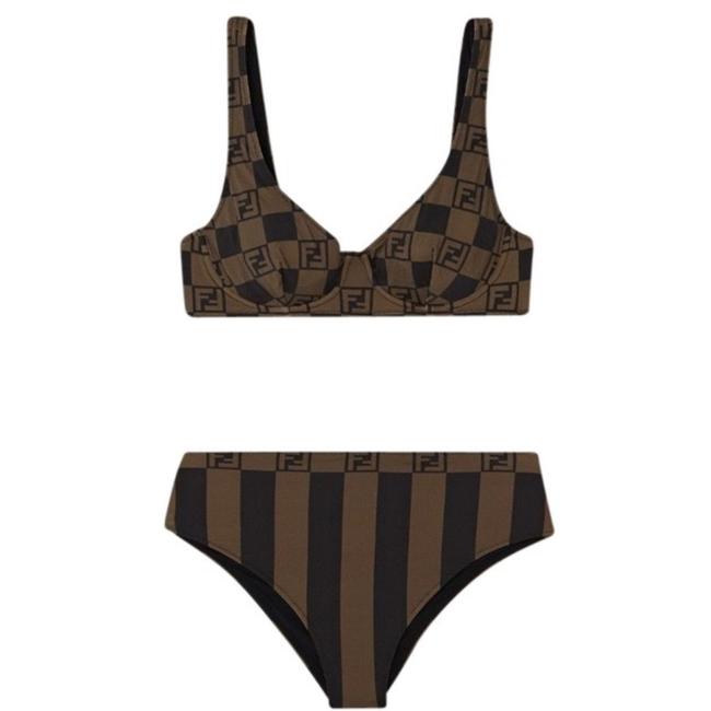 Fendi Ff Logo Stripe Underwire Bikini Set16 XL Plus 