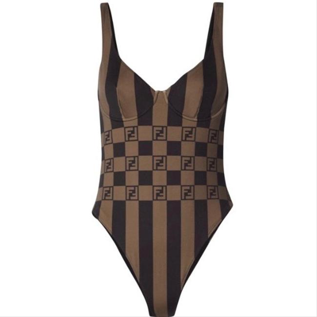 Fendi Ff Logo Stripe Underwire Swimsuit Bikini Set16 XL Plus 