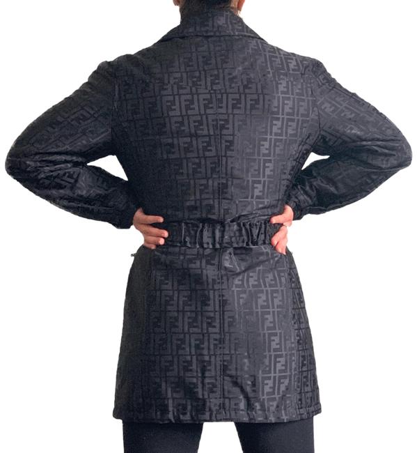 Fendi Ff Monogram Coat with Fur Collar Jacket