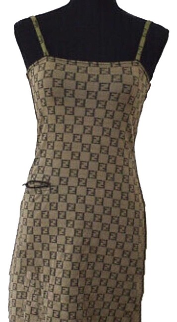 Fendi Ff Monogrammed Spandex Mid length Short Casual Dress 