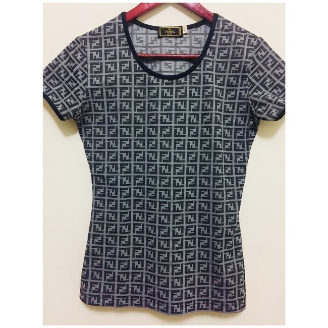 Fendi Gray Ff Logo Monogram Tee Shirt