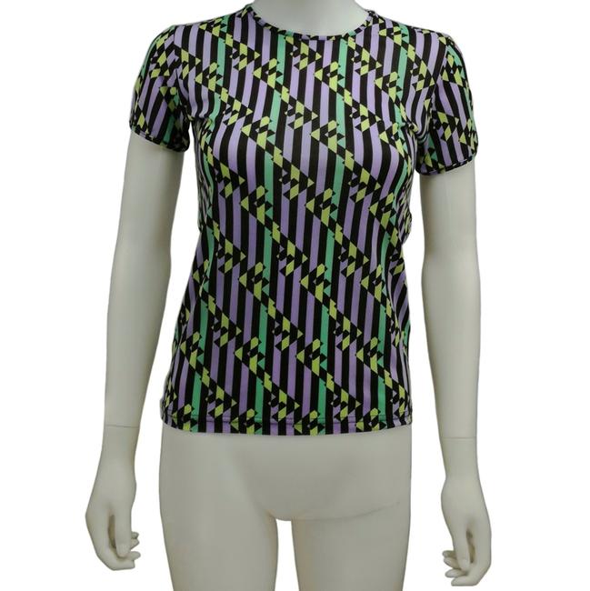 Fendi Green Purple Black And Fs Logo Pattern Women T shirt Tee Shirt 