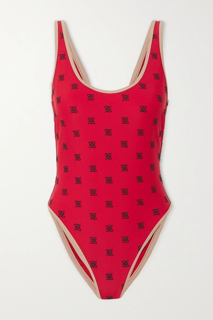 Fendi It 48 Karligraphy Embroidered Swimsuit One piece Bathing Suit 
