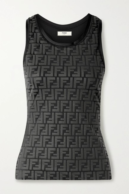 Fendi Jersey It 38 Mesh trimmed Stretch jersey Tank TopCami