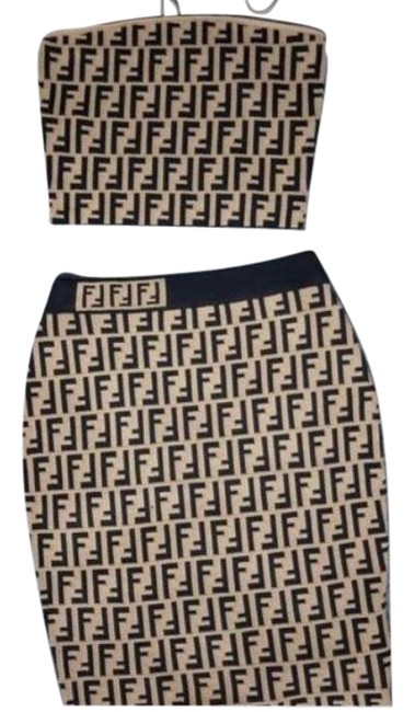 Fendi Black Brown Mid length Night Out Dress