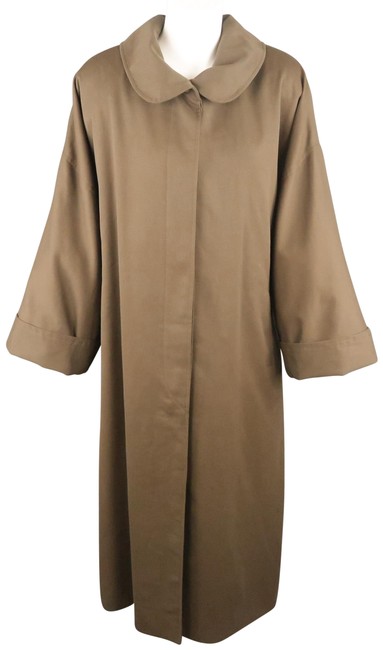 Fendi Olive L Vintage 1980s Round Collar Overd Over Coat 