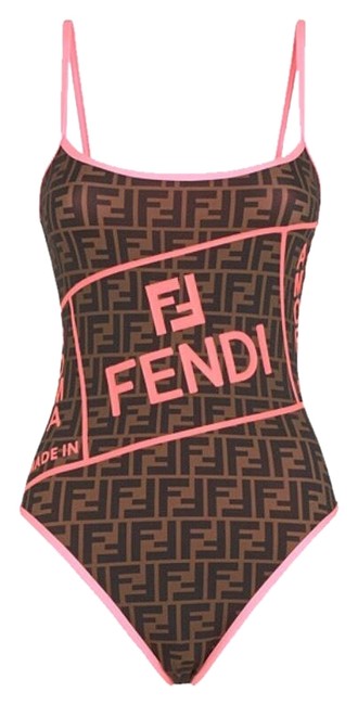 Fendi Pink Roma Amor Lycra Swimsuit One piece Bathing Suit