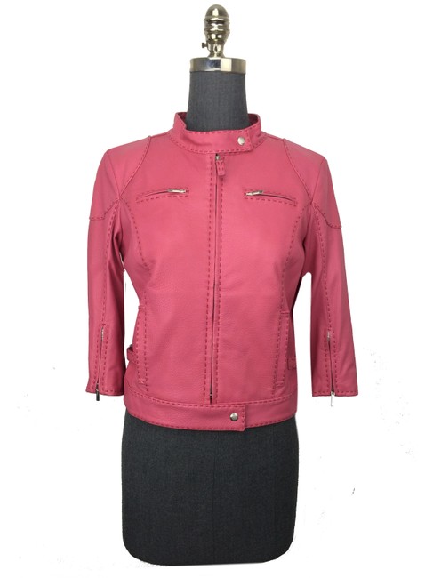 Fendi Pink Selleria Leather Cropped Jacket 