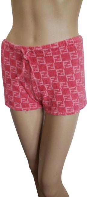 Fendi Pink Vintage Mare Zucca Mid rise Terry Cloth Shorts
