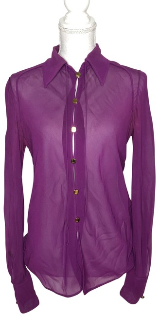 Fendi Purple Silk Shirt Blouse Shee Button down Top