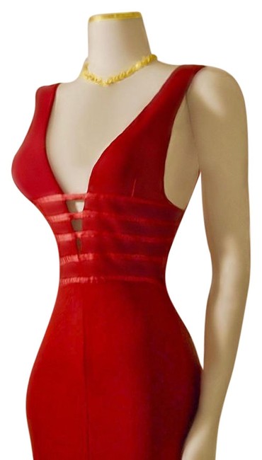 Fendi Scarlet Red Vintage Daring FrontBack Sz Long Formal Dress