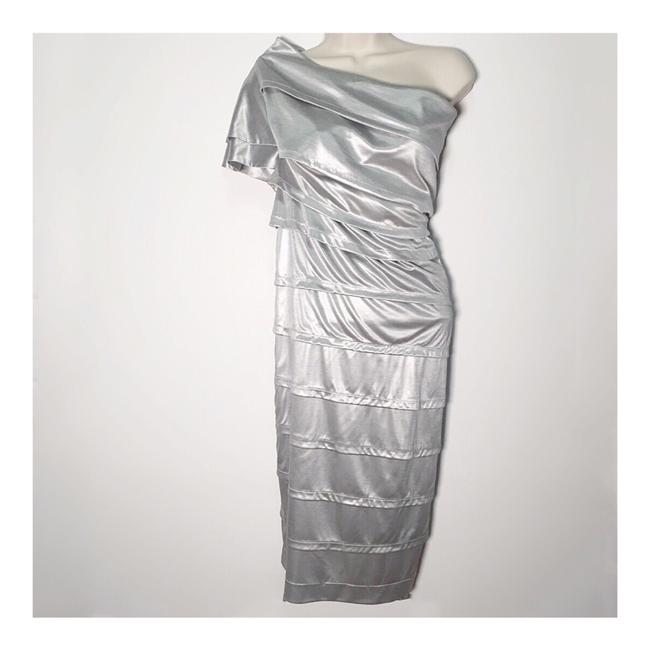 Fendi Silver Metallic One Shoulder Cocktail Dress