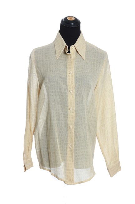Fendi Soft Yellow Jeans Logo Shirts Button down Top 