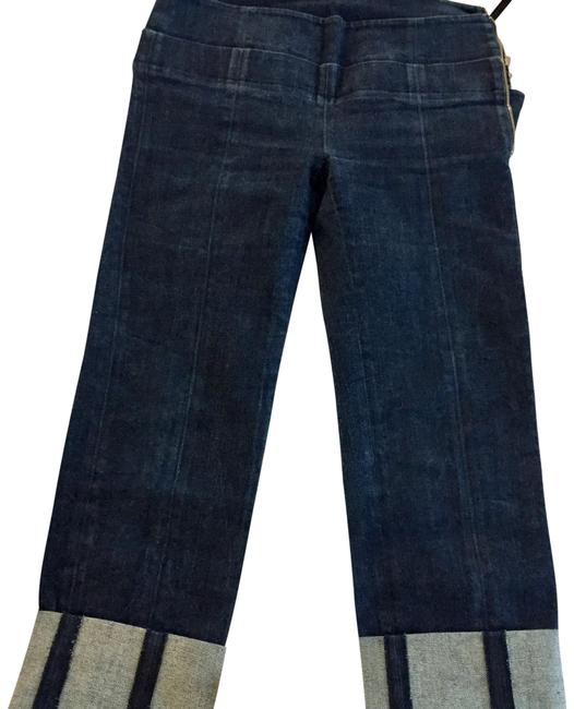 Fendi Blue Medium Wash Trousers with Leather Inserts Straight Leg Jeans
