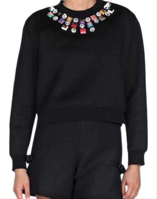 Fendi Stud Crystal Embellished Crop Sweat Shirt Sweater