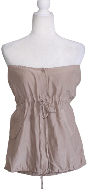Fendi Tan Beige Khaki Strapless Button Silk Halter Top 