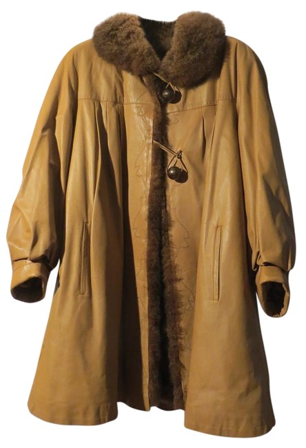 Fendi Tan Long Sleeve and Leather M Coat 