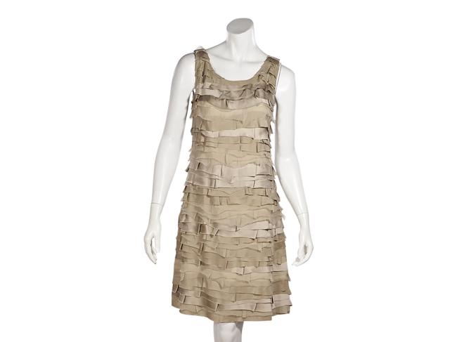 Fendi Tan Ss0ilk Tiered Shift Short Casual Dress