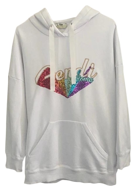 Fendi White 19ss Logo Sequin SweatshirtHoodie