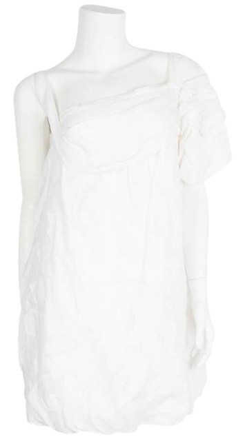 Fendi White Linen One shoulder Short Casual Dress 