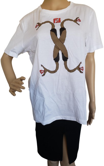 Fendi White Multicolor Zucca Monogram Print T shirt Tee Shirt 