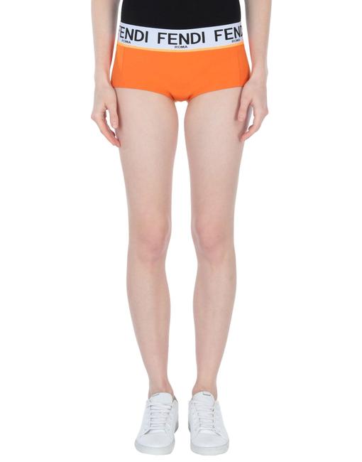 Fendi White Yellow Zucca Logo Printed Shorts