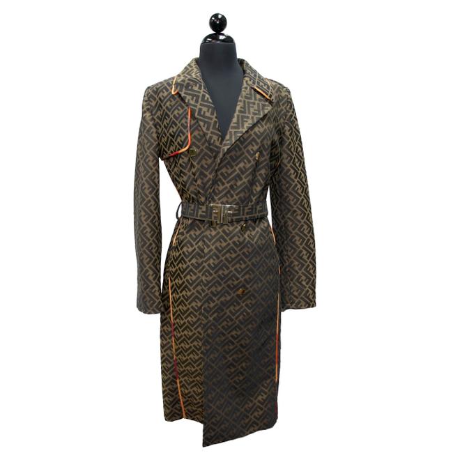 Fendi Zucca Logo Print Classic Rain Monogram Ff Belted Jacket Coat 