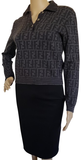 Fendi Zucca Monogram Merino Grey Sweater