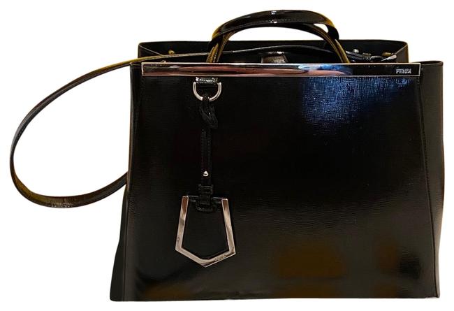 Fendi 2jour Tote Black Patent Leather Satchel 
