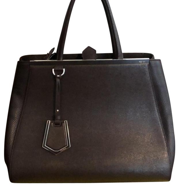 Fendi 2jours Dark Brown; Brown; Black Leather Satchel 
