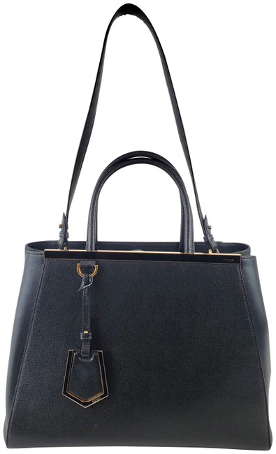 Fendi &2jours& Large Vitello Black Leather Satchel 