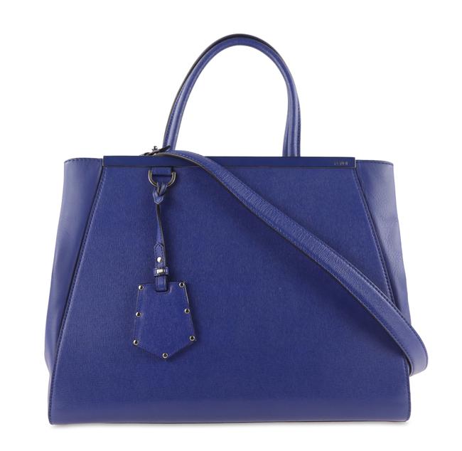 Fendi 2jours Medium Blue Calfskin Leather Satchel 