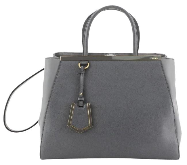 Fendi 2jours Medium Gray Leather Satchel 
