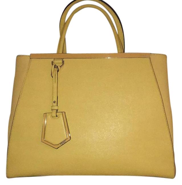 Fendi 2jours Medium Light Yellow Saffiano Leather Satchel 