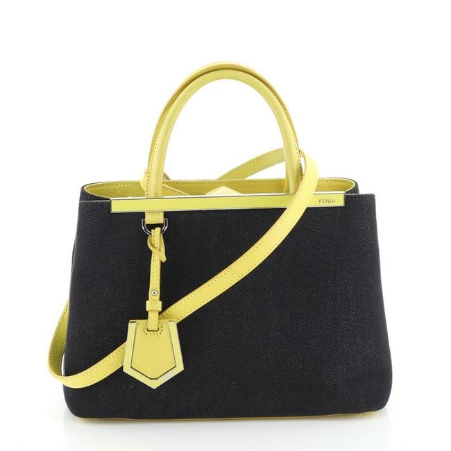 Fendi 2jours Petite Blue Yellow Denim Satchel 