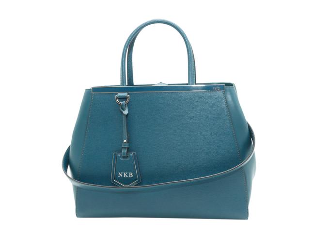 Fendi 2jours Teal Leather Satchel 