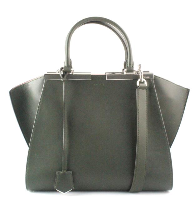 Fendi 3 Jours Dark Green Leather Satchel 