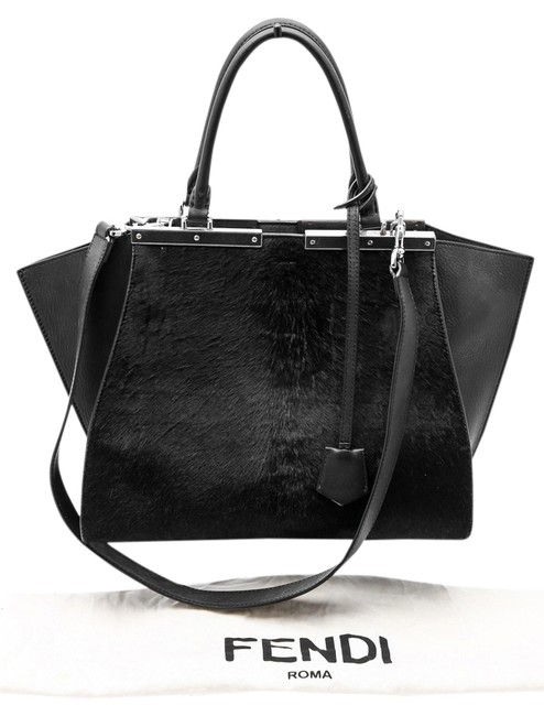 Fendi 3jours Textured leather Tote Black Leather Satchel 