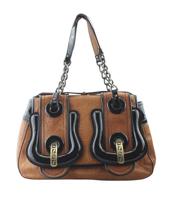 Fendi 8bn165 B Brown 159495 Brownxblack Leatherxpatent Leather Satchel 