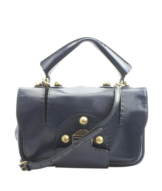 Fendi 8bn199 Secret 151689 Blue Leather Satchel 