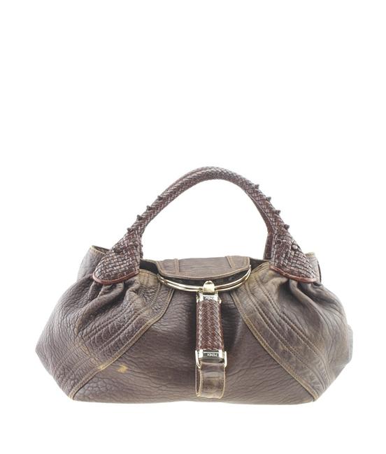 Fendi 8br511 Spy 168570 Brown Leather Satchel 