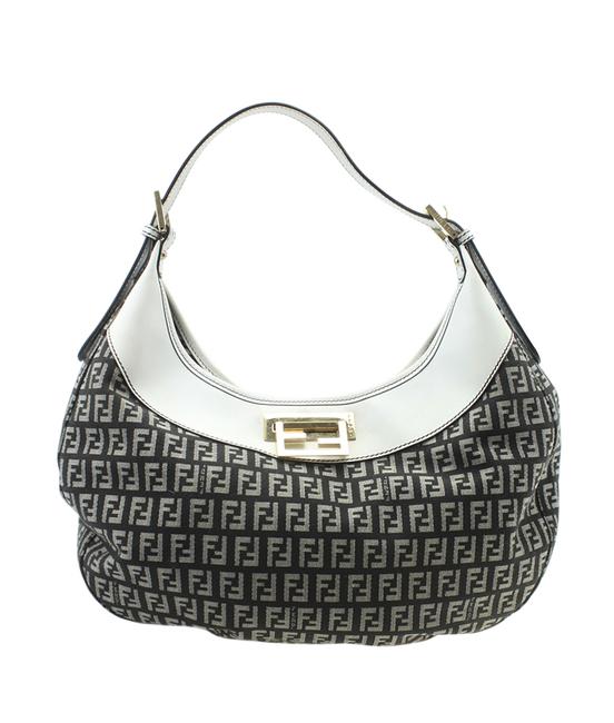 Fendi 8br552 Clip Grey  Black Zucca 180586 Greyxblack Canvas Hobo Bag 