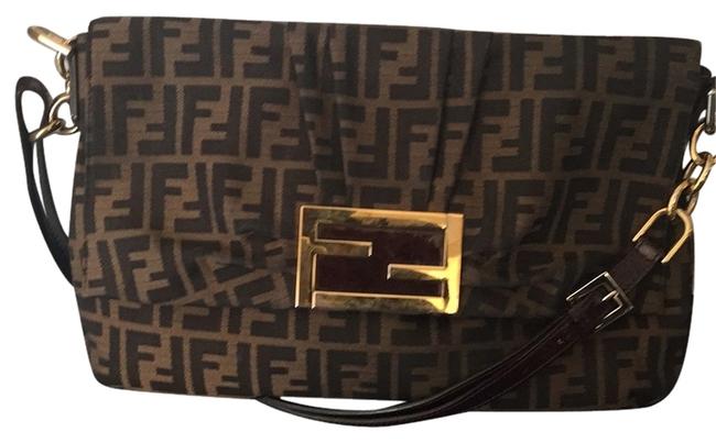 Fendi 8bt163 Brown Canvas Cross Body Bag 