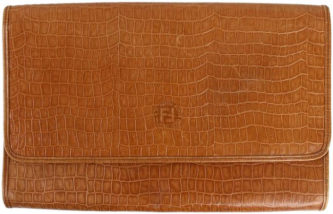 Fendi Alligator Brown Leather Clutch 