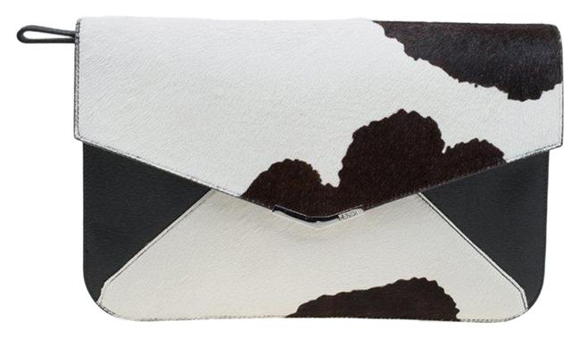 Fendi And Leather 2jours Envelope Multicolor Calf Hair Clutch 