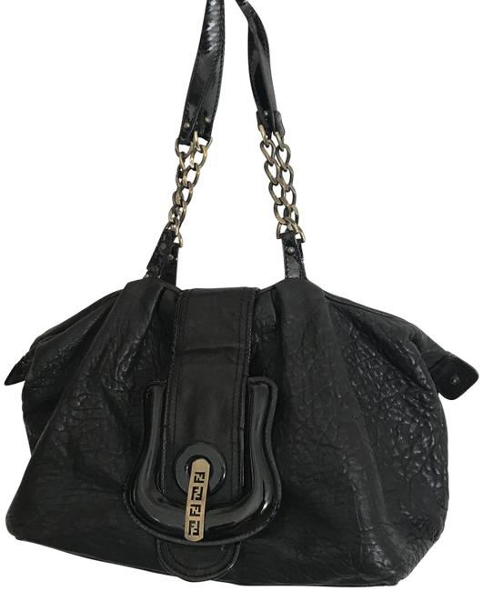Fendi B Black Leather Hobo Bag 