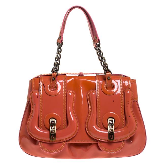 Fendi &b Orange Patent Leather Satchel 